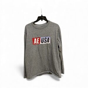 American Eagle Heather Gray Long Sleeve Tee